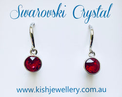 Swarovski Crystal fishhook ‘Siam’ earrings - rhodium plated