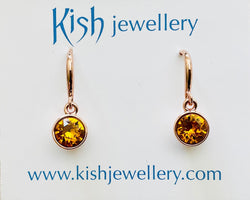 Swarovski Crystal fishhook ‘Topaz’ earrings - rose gold plated