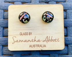 Samantha Abbott Dichroic Art Glass earrings - Black : orange
