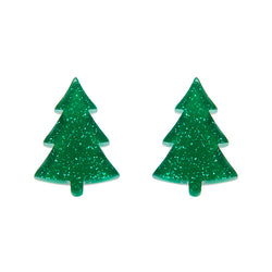 Green Christmas Tree Stud Earrings