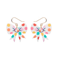 Polka Dot Bow Drop Earrings – White