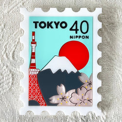 La Vidriola Take Away, East Asia Edition 'Tokyo Letter Stamp' brooch