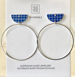 MOE MOE COOL TERRAZZO GRID MOON RING STUD EARRINGS