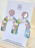 MOE MOE ARCH DROP STUD EARRINGS 'PASTEL FLOWER'