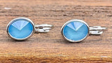 Swarovski Crystal oval 'Summer Blue Lacquer' earrings - rhodium plated