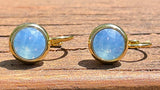 Swarovski Crystal round ‘Air Blue Opal’ earrings - gold plated