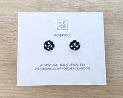 MOE MOE EBONY GINGHAM MINI CIRCLE STUD EARRINGS