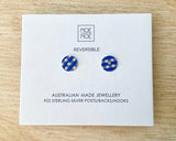 MOE MOE INDIGO GINGHAM MINI CIRCLE STUD EARRINGS