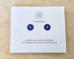 MOE MOE NAVY BLUE CANDICE PERESE MINI CIRCLE STUD EARRINGS