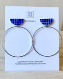 MOE MOE COOL TERRAZZO GRID MOON RING STUD EARRINGS