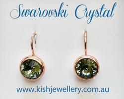 Swarovski Crystal round 'Black Diamond' earrings - rose gold plated