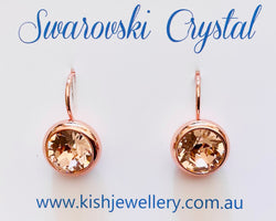 Swarovski Crystal round 'Light Peach' earrings - rose gold  plated