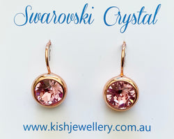 Swarovski Crystal round 'Light Rose' earrings - rose gold plated