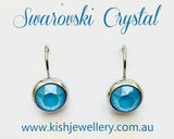 Swarovski Crystal round ‘Summer Blue Lacquer’ earrings - rhodium plated