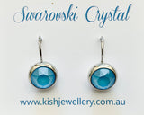 Swarovski Crystal round ‘Summer Blue Lacquer’ earrings - rhodium plated