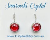 Swarovski Crystal round ‘Royal Red Lacquer’ earrings - rhodium plated