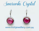 Swarovski Crystal round ‘Peony Pink Lacquer’ earrings - rhodium plated