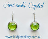 Swarovski Crystal round ‘Lime Lacquer’ earrings - rhodium plated