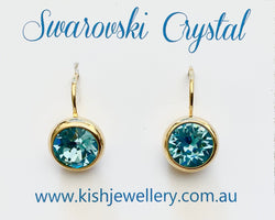 Swarovski Crystal round 'Aquamarine' earrings - gold plated