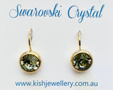 Swarovski Crystal round 'Black Diamond' earrings - gold plated