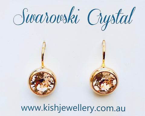 Swarovski Crystal round 'Light Peach' earrings - gold  plated