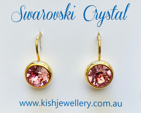 Swarovski Crystal round 'Light Rose' earrings - gold plated