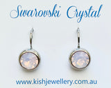 Swarovski Crystal round 'Rose Water Opal' earrings - rhodium plated