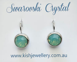 Swarovski Crystal round 'Pacific Opal' earrings - rhodium plated