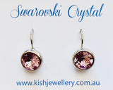 Swarovski Crystal round 'Vintage Rose' earrings - rhodium plated