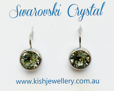 Swarovski Crystal round 'Black Diamond' earrings - rhodium plated