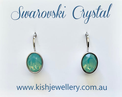 Swarovski Crystal oval 'Pacific Opal' earrings - rhodium plated