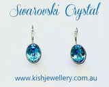 Swarovski Crystal oval 'Aquamarine' earrings - rhodium plated