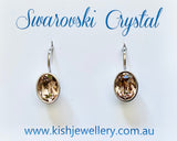 Swarovski Crystal oval 'Vintage Rose' earrings - rhodium plated
