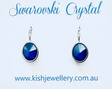 Swarovski Crystal oval 'Royal Blue Lacquer' earrings - rhodium plated