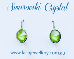 Swarovski Crystal oval 'Lime Lacquer' earrings - rhodium plated