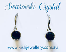 Swarovski Crystal fishhook ‘Jet’ earrings - rhodium plated