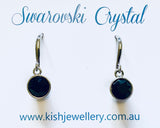 Swarovski Crystal fishhook ‘Jet’ earrings - rhodium plated