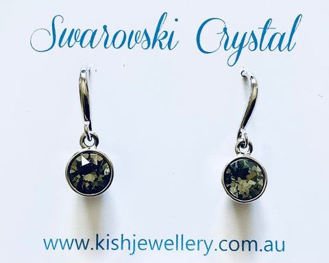 Swarovski Crystal fishhook ‘Black Diamond’ earrings - rhodium plated