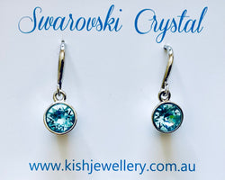 Swarovski Crystal fishhook ‘Aquamarine’ earrings - Rhodium plated