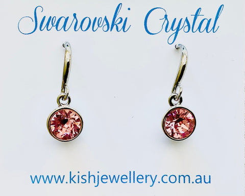 Swarovski Crystal fishhook ‘Light Rose’ earrings - rhodium plated