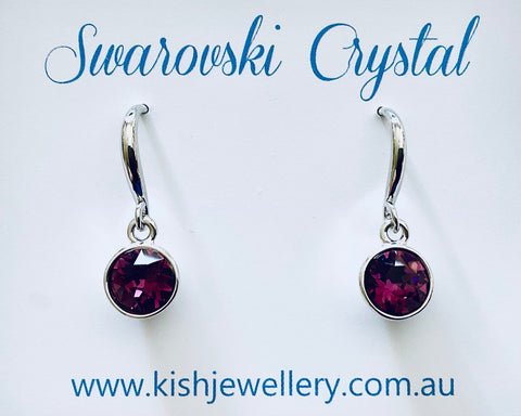 Swarovski Crystal fishhook ‘Amethyst’ earrings - rhodium plated
