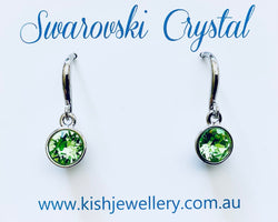 Swarovski Crystal fishhook ‘Peridot’ earrings - rhodium plated