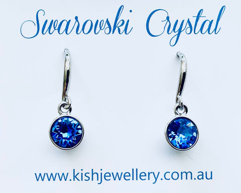 Swarovski Crystal fishhook ‘Sapphire’ earrings - rhodium plated