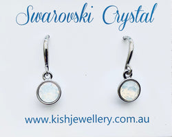 Swarovski Crystal fishhook ‘White Opal’ earrings - rhodium plated