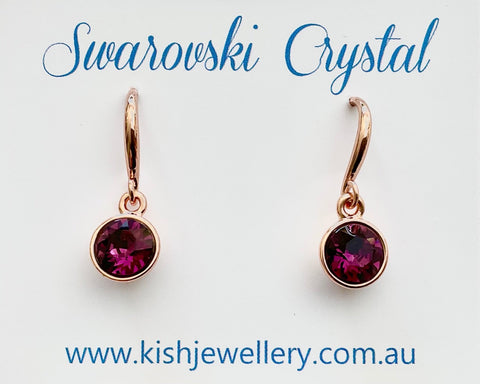 Swarovski Crystal fishhook ‘Amethyst’ earrings - rose gold plated