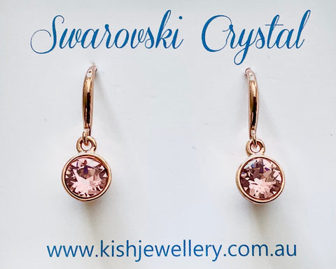 Swarovski Crystal fishhook ‘Light Rose’ earrings - rose gold plated