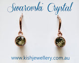 Swarovski Crystal fishhook ‘Black Diamond’ earrings - rose gold plated