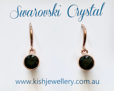 Swarovski Crystal fishhook ‘Jet’ earrings - rose gold plated