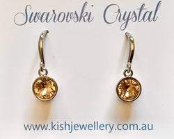 Swarovski Crystal fishhook ‘Light Peach’ earrings - rhodium plated