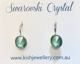 Swarovski Crystal oval 'Mint Green Lacquer' earrings - rhodium plated